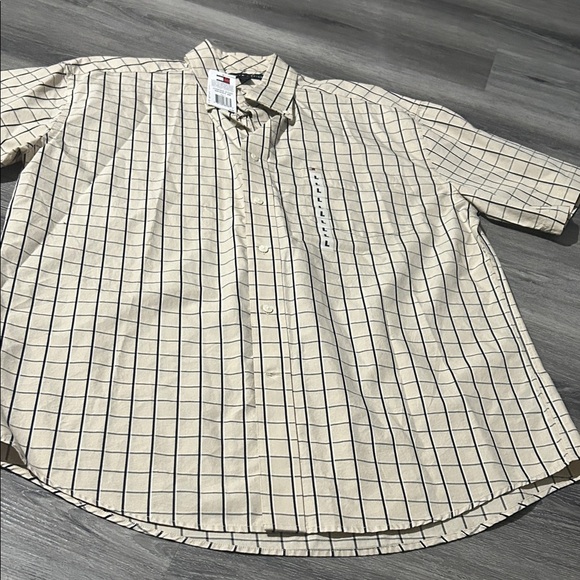 Tommy Hilfiger Men's Beige and Black Grid Shirt - Picture 1 of 4